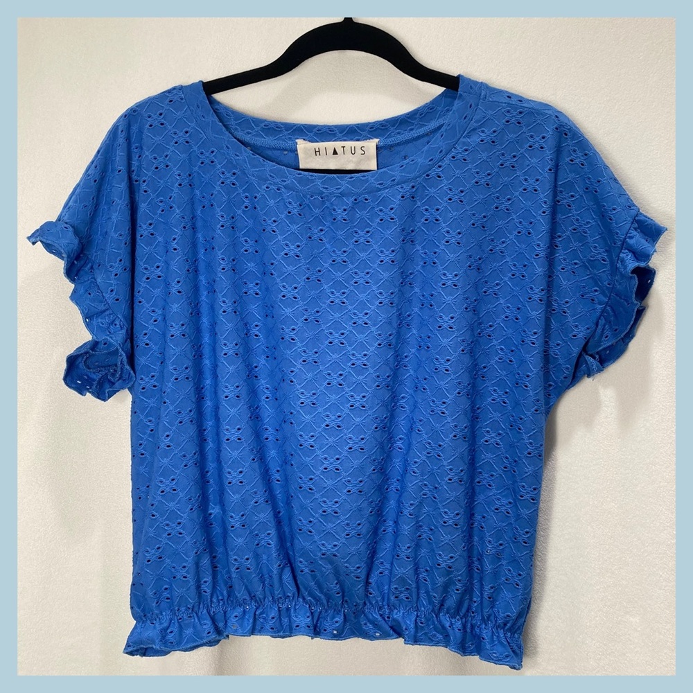 Cornflower Blue Eyelet Top